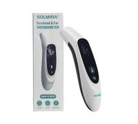 SOLMIRA - Termómetro Infrarrojos FC-IR105, Sin Contacto, Medición en 1 Segundo, Preciso ±0.2°C, Modo Frente/Oído/Objetos, Memoria 35 Lecturas, Pilas y Bolsa Incluidas, Blanco