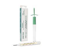 SOLMIRA - Termómetro de Vidrio sin Mercurio CRW-1108, Precisión ±0.1°C, Uso Oral, Rectal y Axilar, Estuche Protector con Agitador, Mediciones Seguras y Tradicionales, Blanco