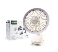 SOLMIRA Ventilador Portátil de Pinza con Batería Recargable USB Tipo C, Diseño de Interior y Exterior sin Cable, Blanco, con Luz Propia