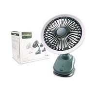 SOLMIRA Ventilador Portátil de Pinza con Batería Recargable USB Tipo C, Diseño de Interior y Exterior sin Cable, Verde, con Luz Propia
