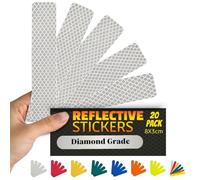 SOLNIT DIN67520 ECE104 - Cinta Reflectante Reflectante de Seguridad Impermeable para Coches, Motos, Casco de Bicicleta, Fabricado con Grado Diamond (Plata 4090, 20 Unidades, 30 mm x 80 mm)