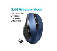 (SOLO 2.4G Azul) Ratón inalámbrico UGREEN Bluetooth 5.0 Ratón ergonómico 4000 DPI 6 botones de silencio