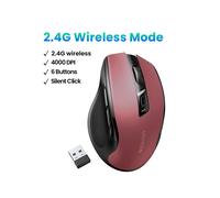 (SOLO 2.4G Rojo) Ratón inalámbrico UGREEN Bluetooth 5.0 Ratón ergonómico 4000 DPI 6 botones de silencio