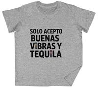 Solo Acepto Buenas Vibras Y Tequila Grey Kids Unisex T-Shirt tee