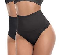 SOLO ACTFIT Faja Tanga Braga Reductora Braguita Moldeadora Adelgazante Cintura Alta Thong String Vientre Plano Braguitas Abdomen Shapewear para Mujer (L, Negro*2)
