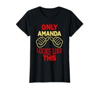 Solo Amanda Parece Este Divertido Nombre de Amanda Camiseta gráfica económica, Mujer, Negro, S