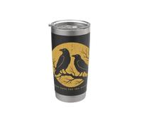 Solo aquí para el asesinato Black Crow Raven Humor Crow Lover Vaso térmico de acero inoxidable de doble pared