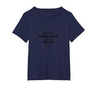 Solo conversación Directa: declaración de comunicación Minimalista Camiseta, Mujer Tallas Grandes, Azul Marino, 3XL Grande