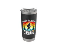 Solo creo en el divertido dios retro de Bigfoot y Jesús, Sasquatch Vaso térmico de acero inoxidable de doble pared