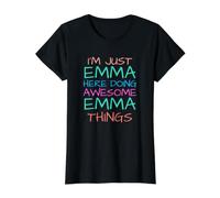 Solo Emma Haciendo Increíbles Emma Cosas Divertidas Camiseta gráfica económica, Mujer, Negro, M
