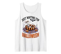 Solo Esperando a Halloween Funny Skeleton Summer Spooky Kids Camiseta sin Mangas