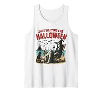 Solo esperando la espeluznante temporada de brujas góticas retro de Halloween Camiseta sin Mangas