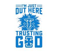 Solo estoy aquí confiando en Dios, regalo de Jesús, cruz, diseño cristiano. Calcomanías de pared 50.4x82.6cm No se cae Azul