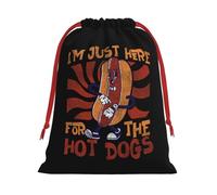 Solo estoy aquí por la bolsa de perritos calientes con cordón ajustable, ideal para envolver regalos navideños, fiestas, cumpleaños y decoración.