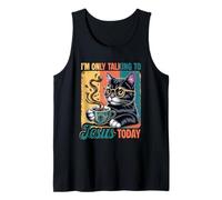 Solo Estoy Hablando con Jesús Hoy café Cristiano Gato Negro Camiseta sin Mangas