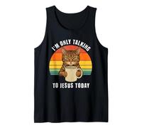 Solo Estoy Hablando con Jesús Hoy Cat Coffee Camiseta sin Mangas