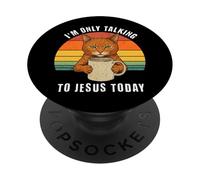 Solo Estoy Hablando con Jesús Hoy Cat Coffee PopSockets PopGrip Adhesivo