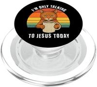 Solo Estoy Hablando con Jesús Hoy Cat Coffee PopSockets PopGrip para MagSafe