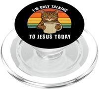 Solo Estoy Hablando con Jesús Hoy Cat Coffee PopSockets PopGrip para MagSafe