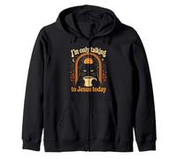 Solo Estoy Hablando con Jesús Hoy Gracioso Gato Negro Café Humor Sudadera con Capucha