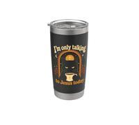 Solo estoy hablando con Jesús hoy Gracioso gato negro Café Humor Vaso térmico de acero inoxidable de doble pared