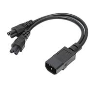 Solo IEC 320 C14 Macho a Doble C5 Hembra Power Y Splitter Cable Adaptador, 10a 250V 1 en 2 out C14 a Dual C5 Y Splitter Cable de Enchufe de Alimentación para Monitor LCD Lámpara de Escritorio, 32 Cm