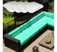 (Solo incluye el cojín del asiento, no hay otros artículos) Fundas de cojín impermeables para exteriores con cremallera, juego de 4, cojines de ratán para muebles de jardín, sillas de patio, y