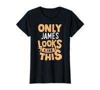 Solo James Parece Este Divertido Nombre de James Personalizado Camiseta gráfica económica, Mujer, Negro, XL