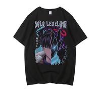 Solo Leveling - Camiseta de anime para adolescentes y niños, camiseta gráfica de manga corta, diseño de impresión 3D, cómoda ropa casual de algodón, para fanáticos, Black5, L