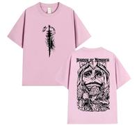 Solo Leveling Harajuku Estilo Camisetas Hombres y Mujeres Punk Camisetas Suelta algodón Cosplay cómic Camiseta de Manga Corta (Pink,L)