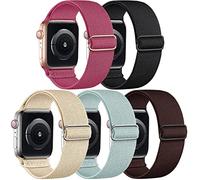 Solo Loop - Correas elásticas de nailon compatibles con Apple Watch de 40 mm, 41 mm, 42 mm, 44 mm, 45 mm, 46 mm, 49 mm, 38 mm, para hombres y mujeres, paquete de 5 unidades, Flor de orquídea/negro