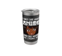 Solo me importa el anime y me gusta Maybe 3 People Black Anime Vaso térmico de acero inoxidable de doble pared