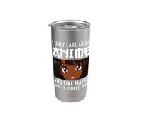 Solo me importa el anime y me gusta Maybe 3 People Black Anime Vaso térmico de acero inoxidable de doble pared