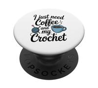 Solo Necesito Café Y Mi Crochet Divertido Amor por El Café PopSockets PopGrip Adhesivo