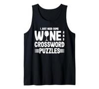 Solo Necesito Vino y crucigramas Vino y Rompecabezas Camiseta sin Mangas