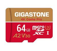Gigastone 64GB Tarjeta de Memoria Micro SD, 4K Game Pro, Compatible con Nintendo Switch, Ejecutar Aplicación A2, Grabación de video 4K, Máx. 95/35MB/s Lec/Esc, Micro SDHC UHS-I A2 V30 Clase 10