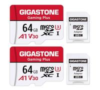 【Solo para Switch 1】Gigastone Tarjeta de Memoria de 64GB, Juego de 2 Tarjetas, Juego de Series, Velocidad hasta 95 MB/s. A1 U3 V30 Tarjeta Micro SDXC para Nintendo Switch 1 Cámara Full HD de vídeo con