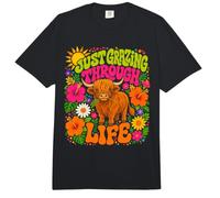 Sólo pastando a través de la Vida Highland Cow Groovy Comfort Colors Adult Heavyweight T-Shirt