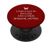 Solo Quiero acariciar Gatos y Ver películas de Terror - Halloween PopSockets PopGrip Adhesivo