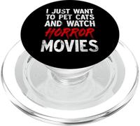 Solo quiero acariciar gatos y ver películas de terror Halloween PopSockets PopGrip para MagSafe