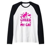 Solo Quiero animar y acariciar a mi Gato Gatos Divertidos porristas Camiseta Manga Raglan