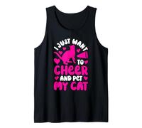 Solo Quiero animar y acariciar a mi Gato Gatos Divertidos porristas Camiseta sin Mangas