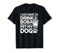 Solo quiero beber Boba y acariciar a mi perro - Funny Bubble Tea Camiseta