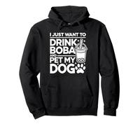 Solo quiero beber Boba y acariciar a mi perro - Funny Bubble Tea Sudadera con Capucha