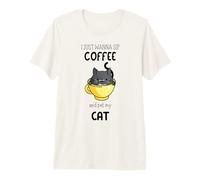 Solo Quiero Beber café y acariciar a mi Gato Divertido Amante de los Gatos Camiseta Premium