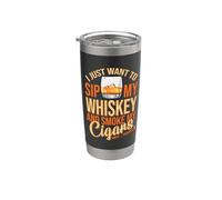 Solo quiero beber mi whisky y fumar mi cigarro bourbon Vaso térmico de acero inoxidable de doble pared
