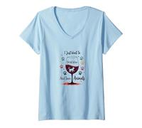 Solo Quiero Beber Vino y Salvar Animales Amante de Las Mascotas Camiseta Cuello V, Mujer, Azul Bebé, S