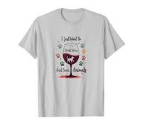 Solo Quiero Beber Vino y Salvar Animales Amante de Las Mascotas Camiseta, Hombre, Plata, M