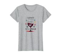 Solo Quiero Beber Vino y Salvar Animales Amante de Las Mascotas Camiseta, Mujer, Gris Jaspeado, S