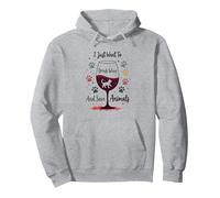 Solo Quiero Beber Vino y Salvar Animales Amante de Las Mascotas Sudadera con Capucha, Unisex para Adultos, Gris Jaspeado, XL